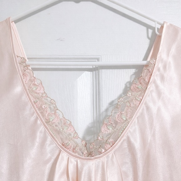 Oscar de la Renta Cream  Satin Nightgown Maxi Slip Dress Lace Trim Size S - Picture 4 of 9